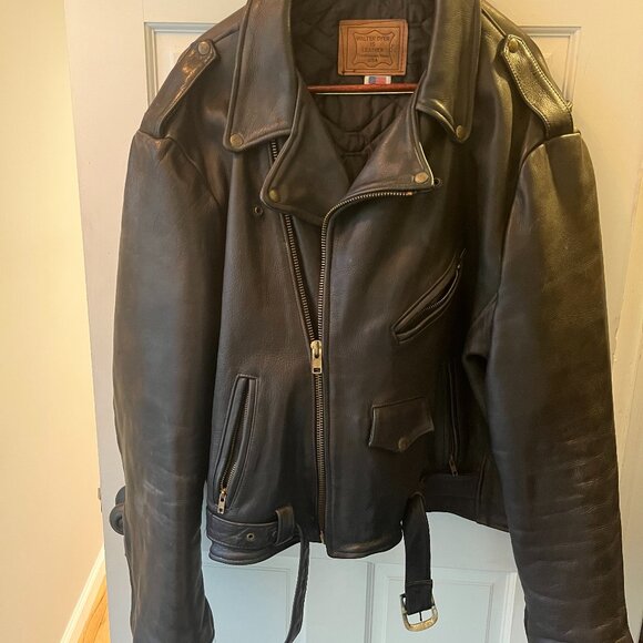 Men's custom Walter Dyer heavy duty leather biker jacket - Picture 1 of 5